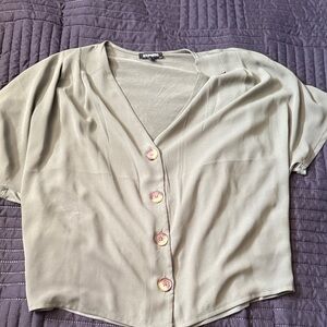 Express Sage Green Button-Down Women's Shirt